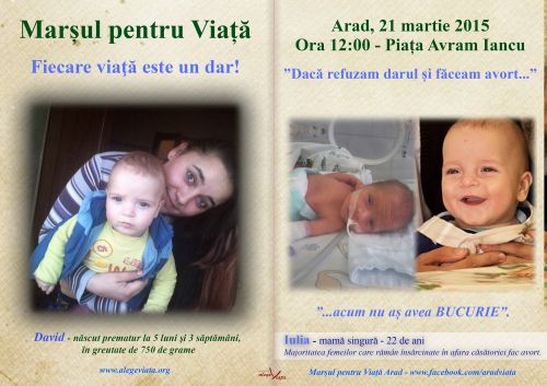 Marsul pentru Viata - David copil nascut prematur la numai 5 luni si 3 saptamani si cantarind doar 750 de grame. Iulia mama lui David Emanuel, mama singura 22 ani.