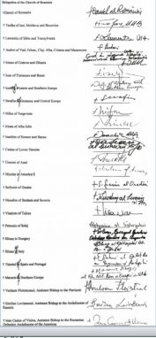 Semnaturile ierarhilor romani de pe documentele oficiale ale sinodului din Creta din iunie 2016 de la sinodul talharesc, mincinos din Creta in 2016